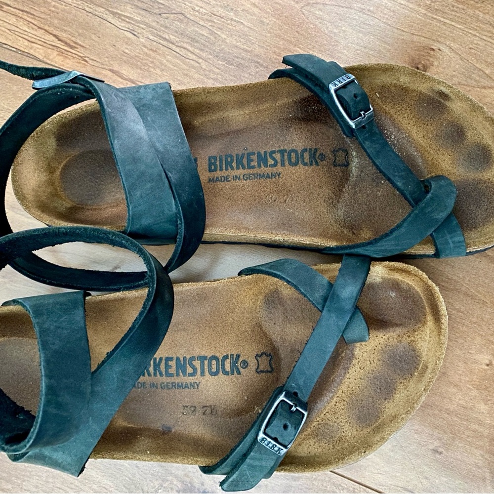 Birkenstock Black Nubuck Yara Ankle Wrap Sandals